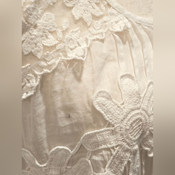 GIACOMO CINQUE White Cotton Sheer Lace Floral Appliqué Tunic Dress Made in Italy - Picture 6 of 6